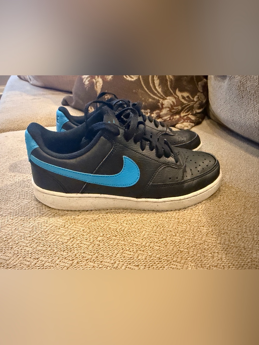 Nike Court Vision Low Black Blue Sneakers Classic Low Top Shoes